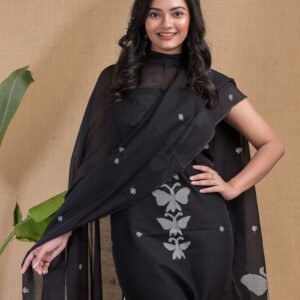 True black | Pure cotton Jamdani Suit – Elegant 2-Piece Set