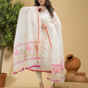 Soft White Handloom Jamdani Muslin Unstitched 2-Piece Set