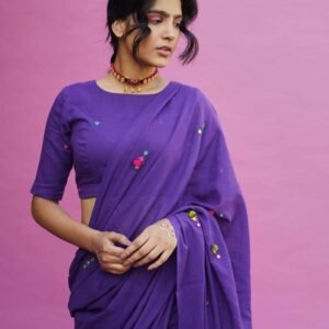 Pure Mall Cotton Saree with Blouse Piece – Soft & Elegant Daily Wea
